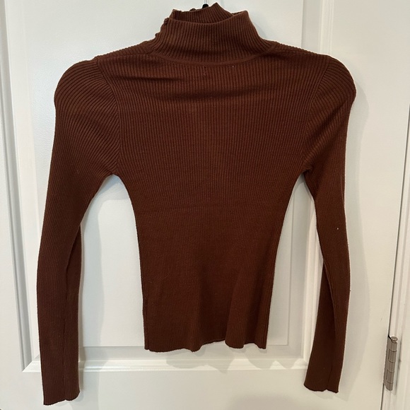 Urban Revivo Brown Rib Knit Roll Neck Sweater - XS - Picture 6 of 6